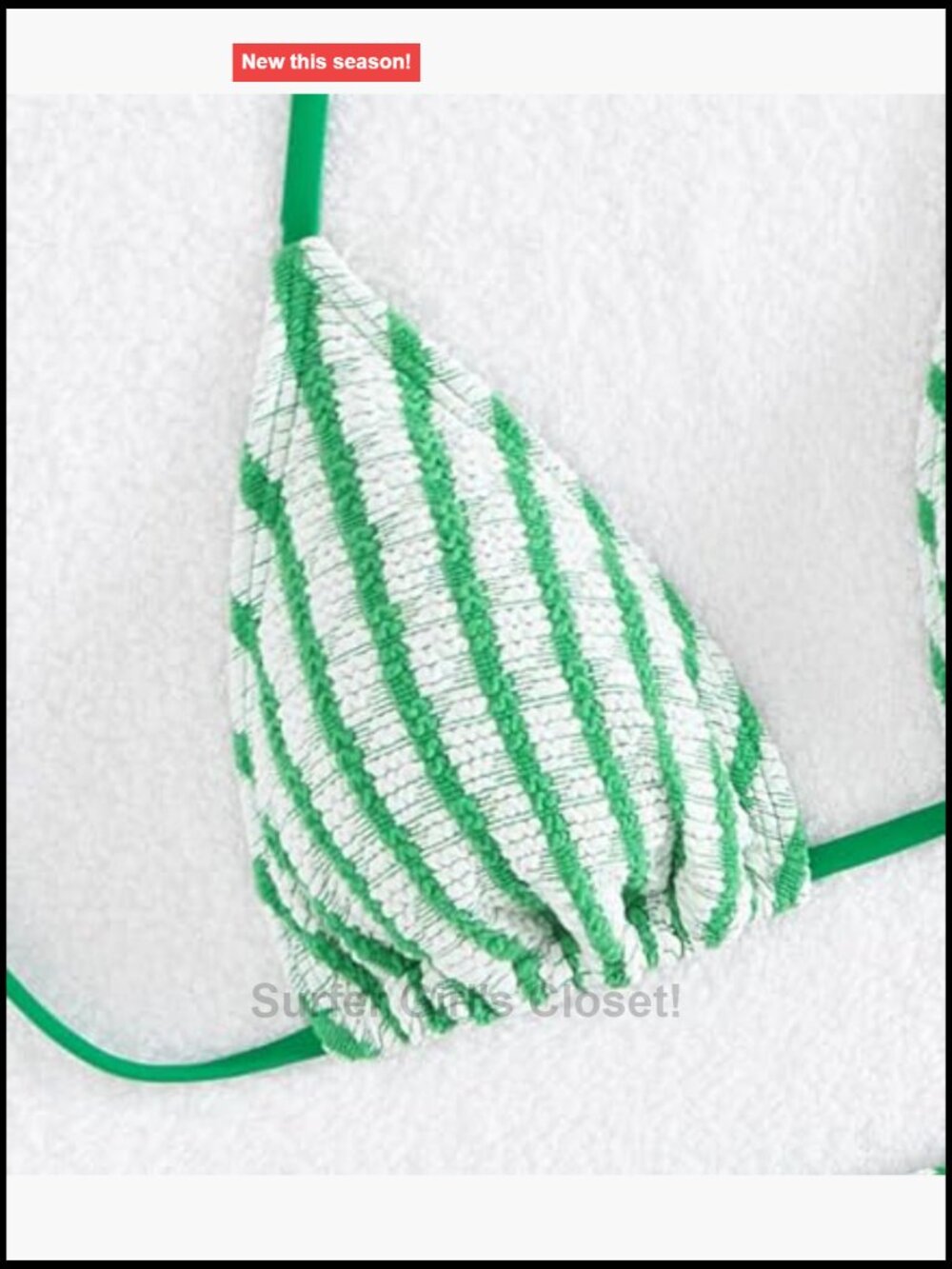 Striped Halter Triangle High Waisted Bikini Set Swimsuit View 6